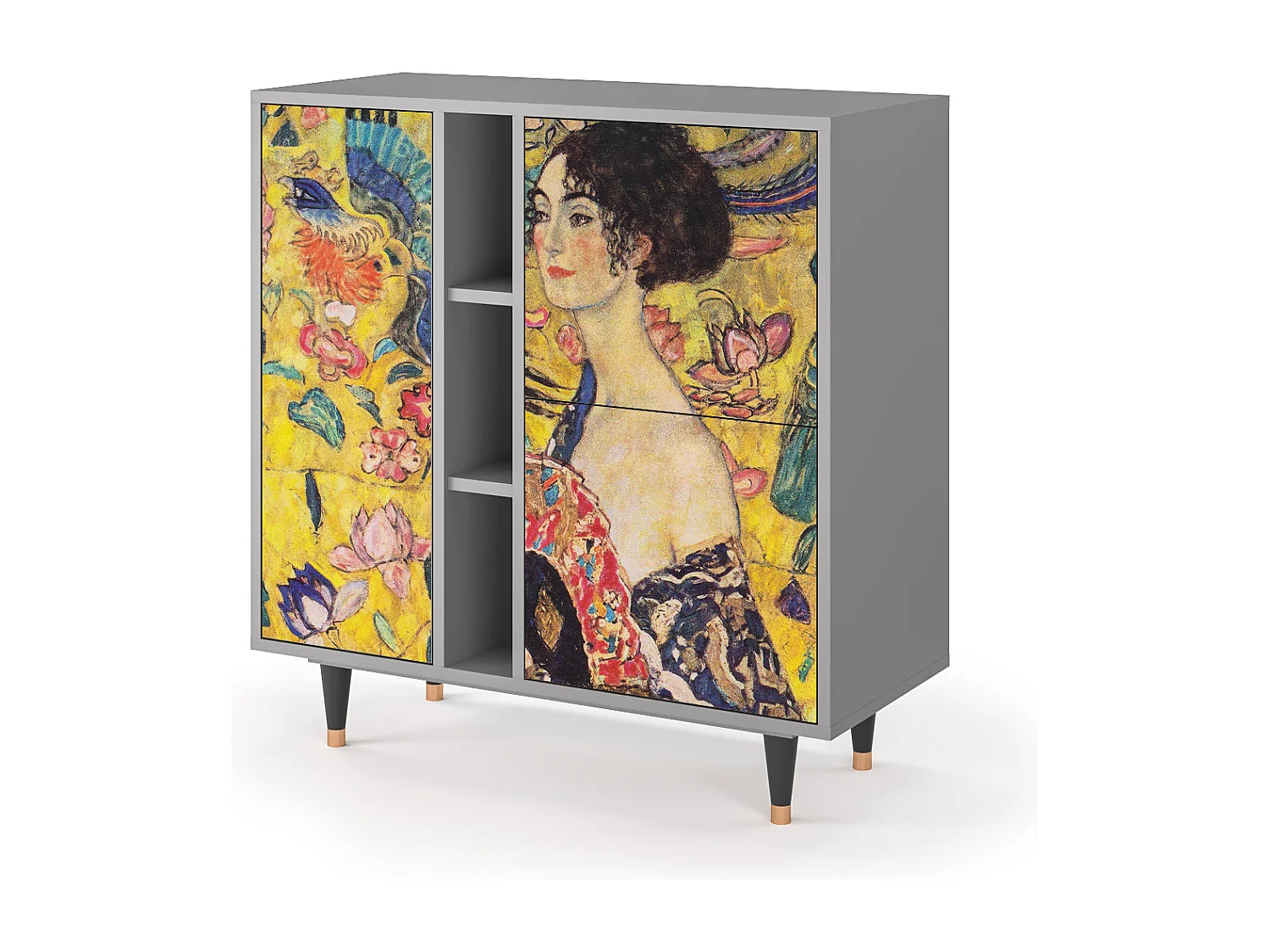 Credenza - 94х96х41 cm - BS5 - Lady with Fan by Klimt, Grigio