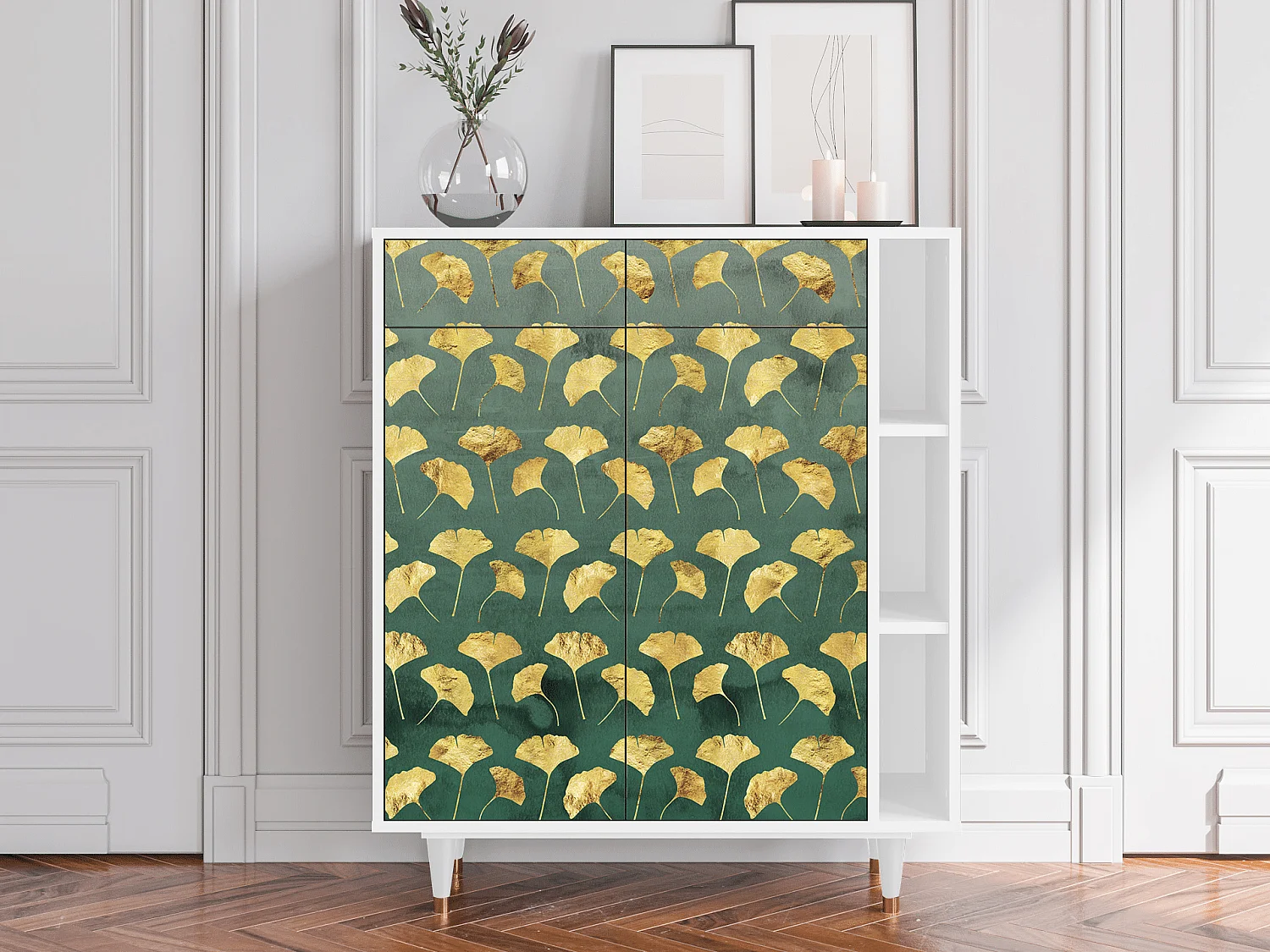 Dressoir - 96х110х41 cm - BS6 - Gingko leaves, Wit