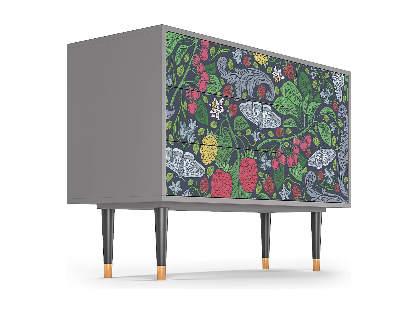 Kredens - 115х84х41 cm - S3 - Summer Berries, Szary