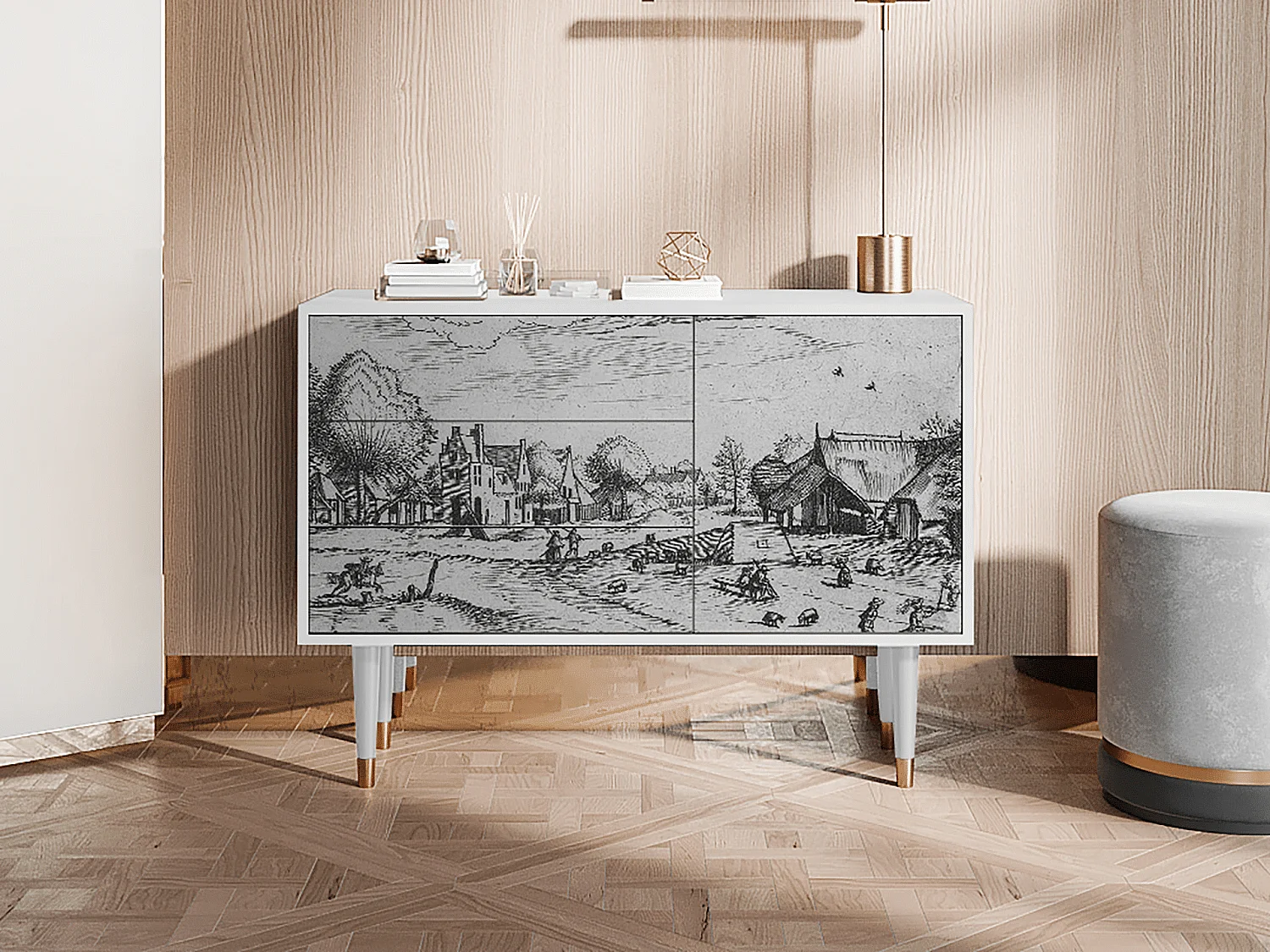 Kredens - 115х84х41 cm - S3 - Country Village, Biały