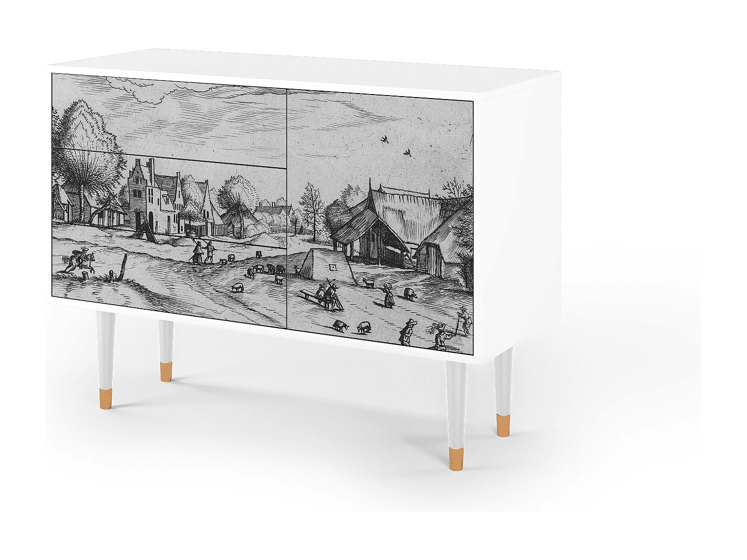 Kredens - 115х84х41 cm - S3 - Country Village, Biały