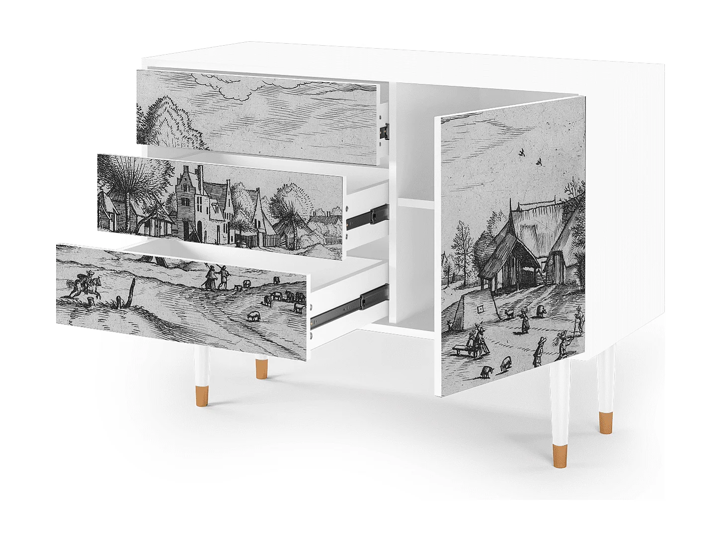 Kredens - 115х84х41 cm - S3 - Country Village, Biały