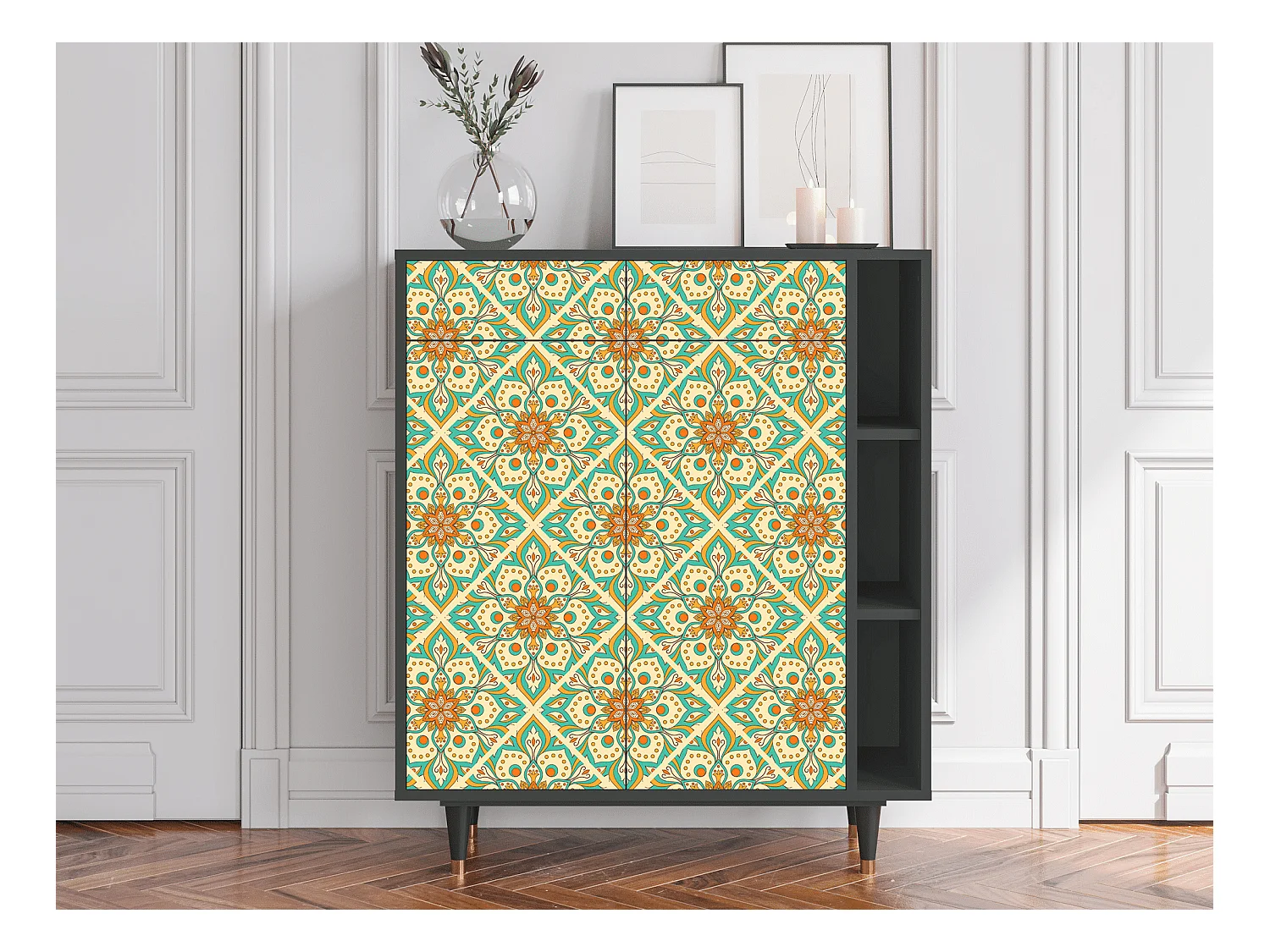 Dressoir - 96х110х41 cm - BS6 - Hindu Daisy, Antraciet
