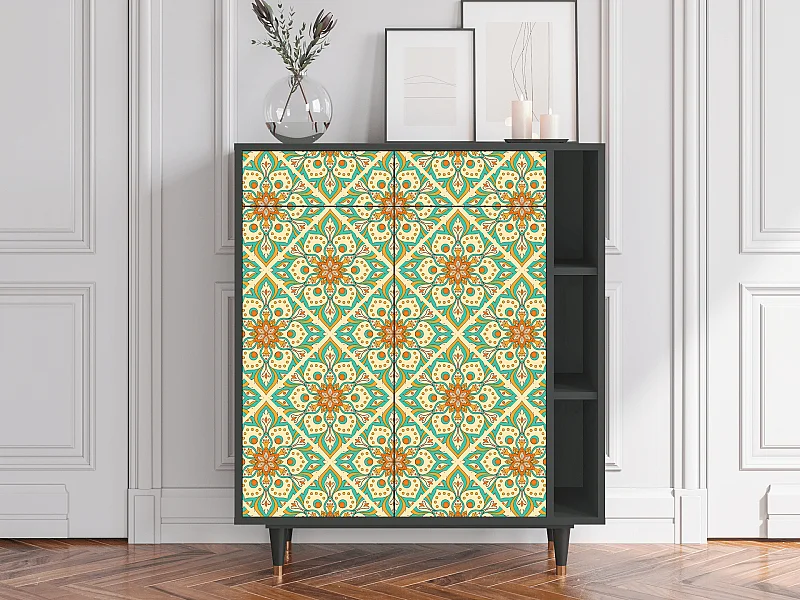 Kredens - 96х110х41 cm - BS6 - Hindu Daisy, Antracyt