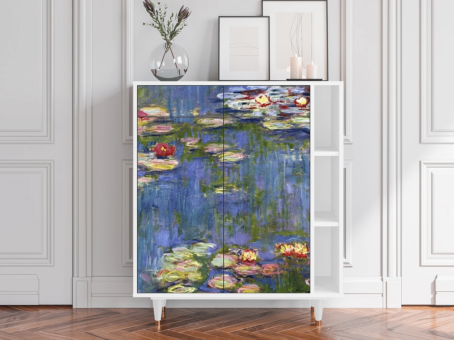 Kredens - 96х110х41 cm - BS6 - The water lily pond  , Biały