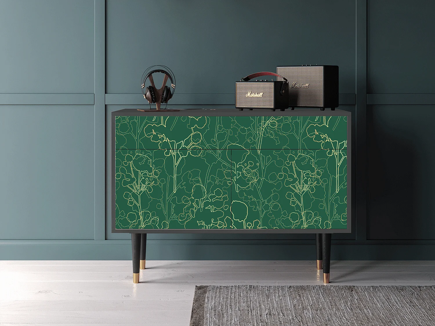 Kredens - 115x85x48 cm - BS4 - Emerald Forest, Antracyt