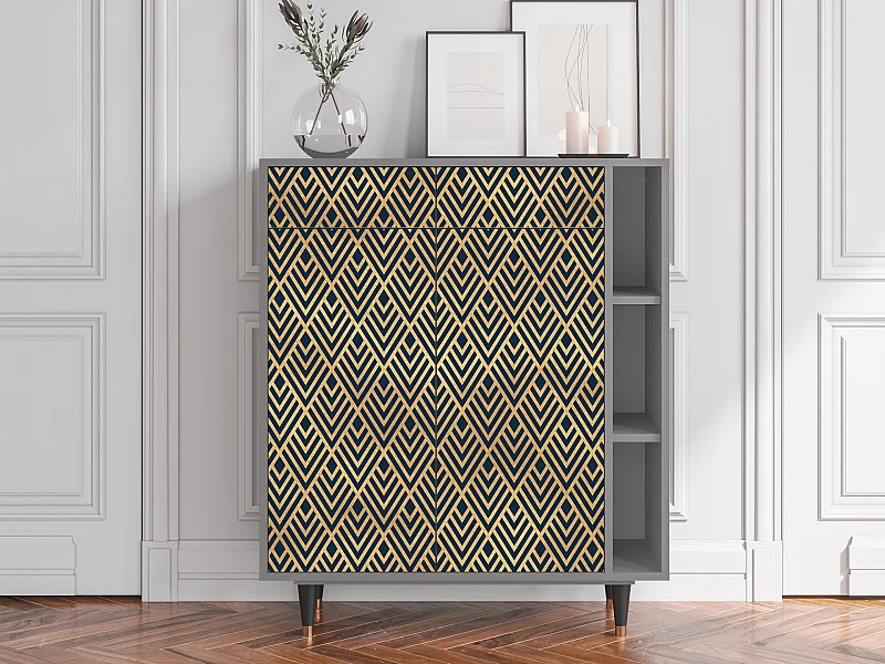 Kredens - 96х110х41 cm - BS6 - Egypt Triangles, Szary