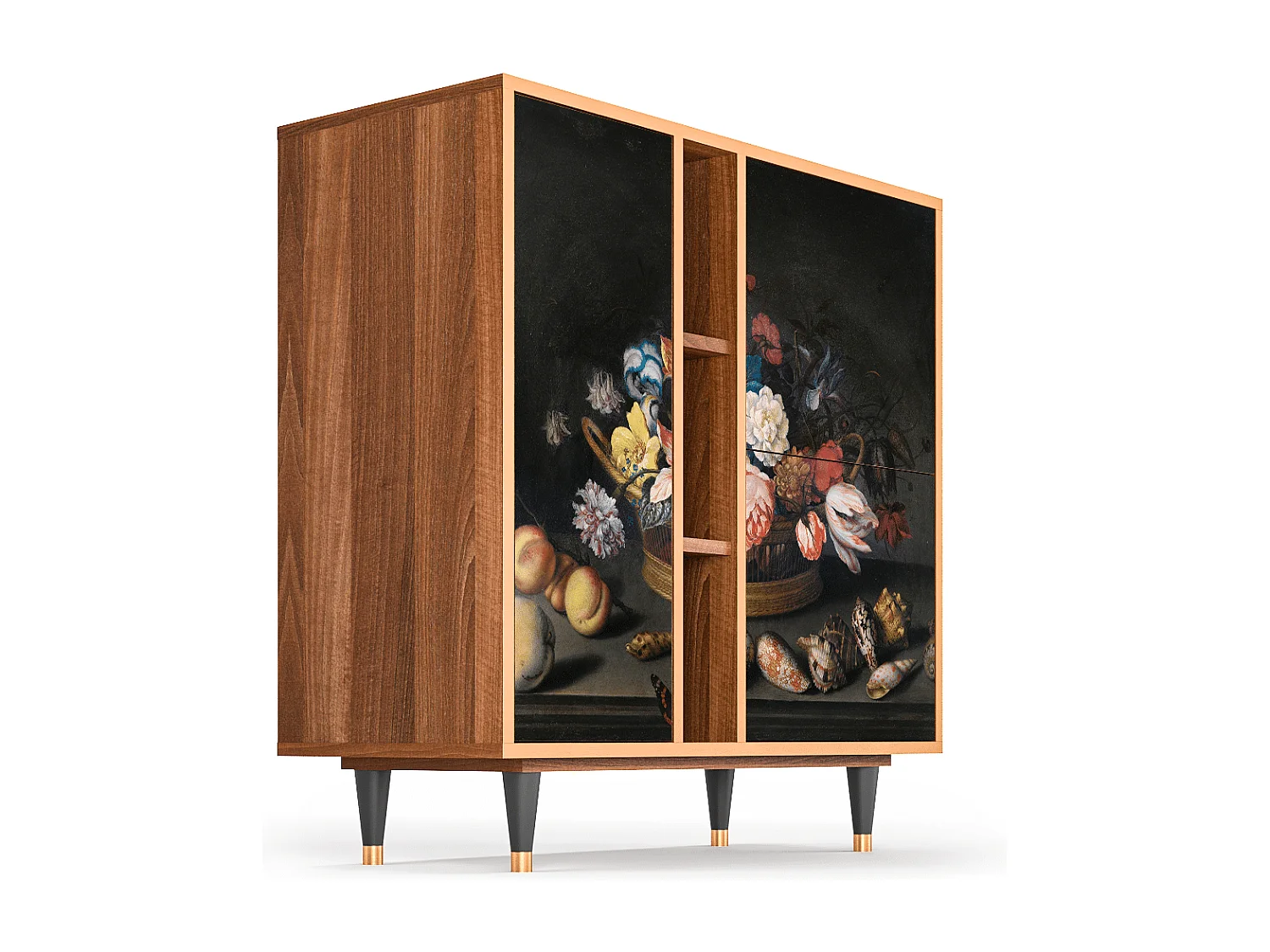 Sideboard - 94х96х41 cm - BS5 - Still Life with Flowers, Walnuss