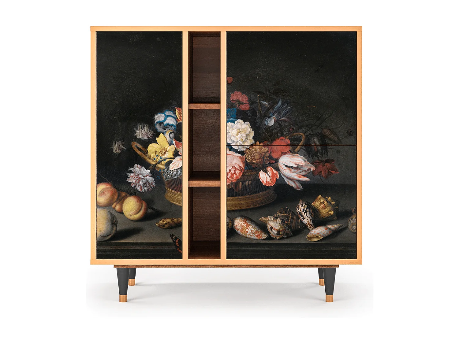 Buffet - 94х96х41 cm - BS5 - Still Life with Flowers, Noyer