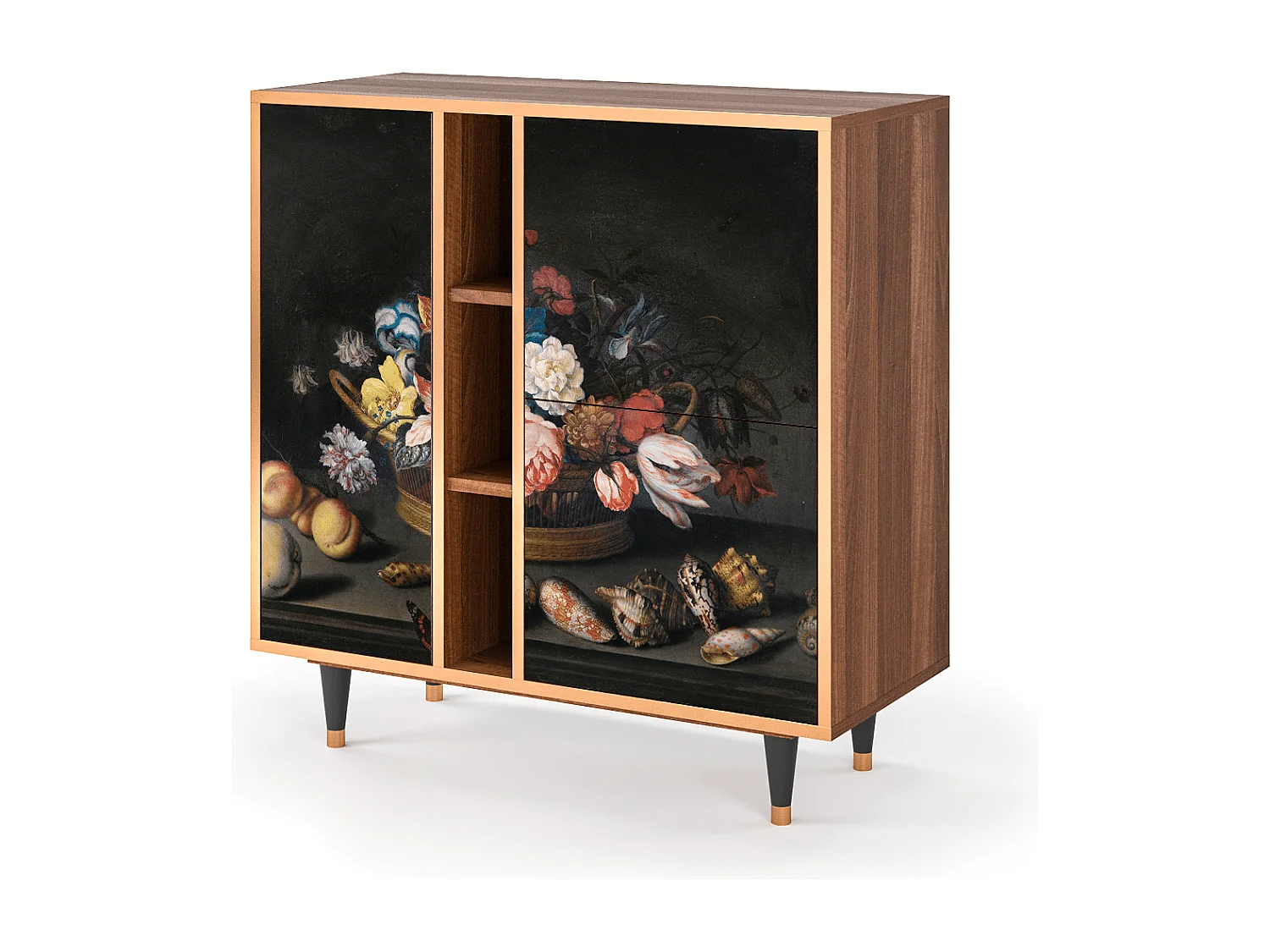 Buffet - 94х96х41 cm - BS5 - Still Life with Flowers, Noyer