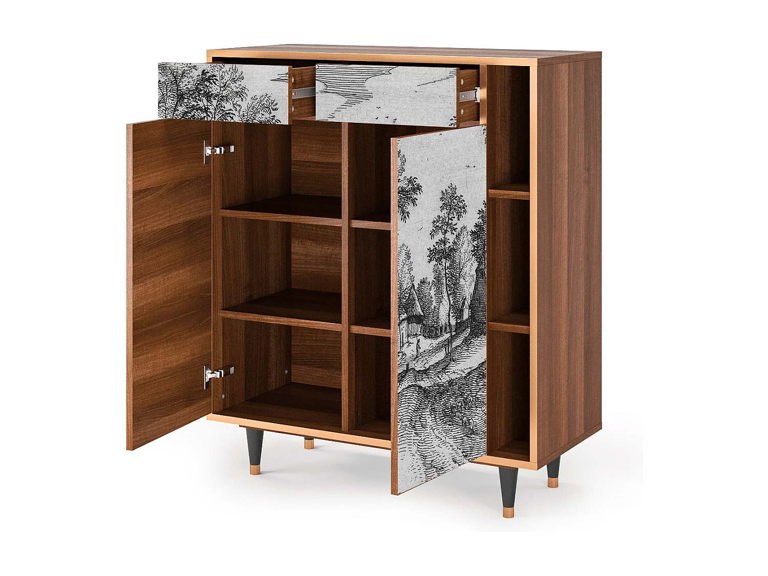 Kredens - 96х110х41 cm - BS6 - Village Road, Orzech