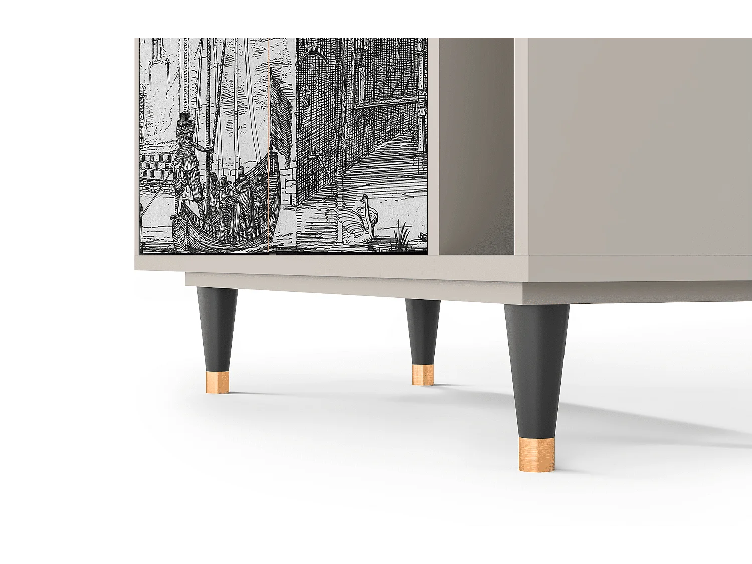 Kredens - 96х110х41 cm - BS6 - Castle with Bridge, Piaskowy