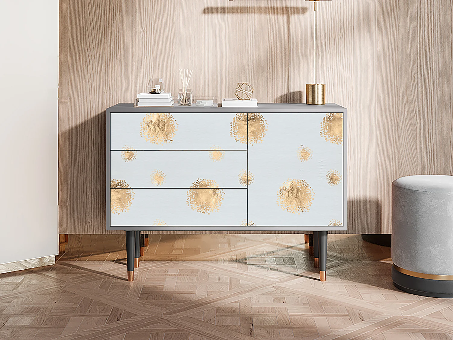 Kredens - 115х84х41 cm - S3 - Sky Latte, Szary