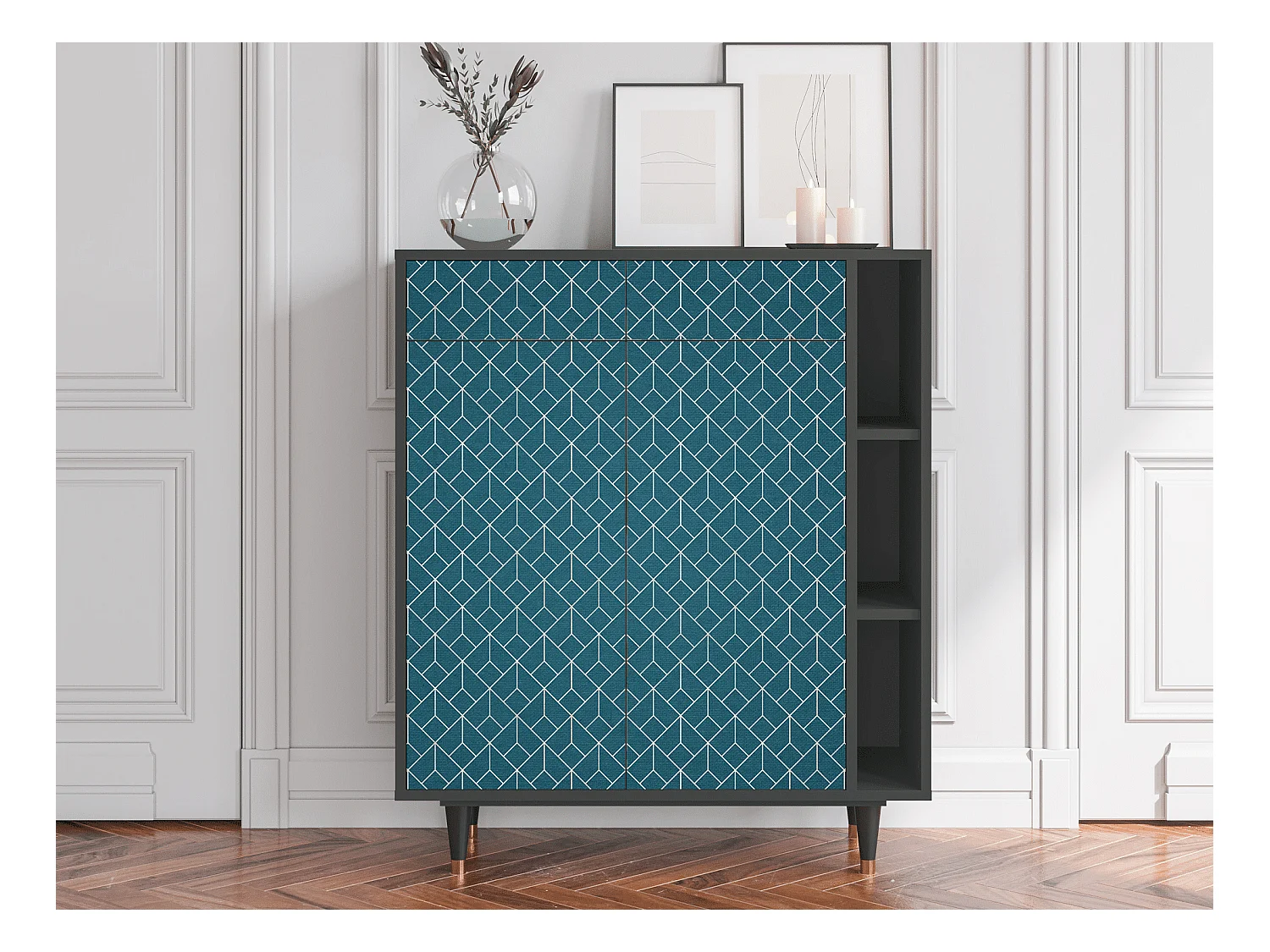 Sideboard - 96х110х41 cm - BS6 - Turquoise Geometry, Anthrazit