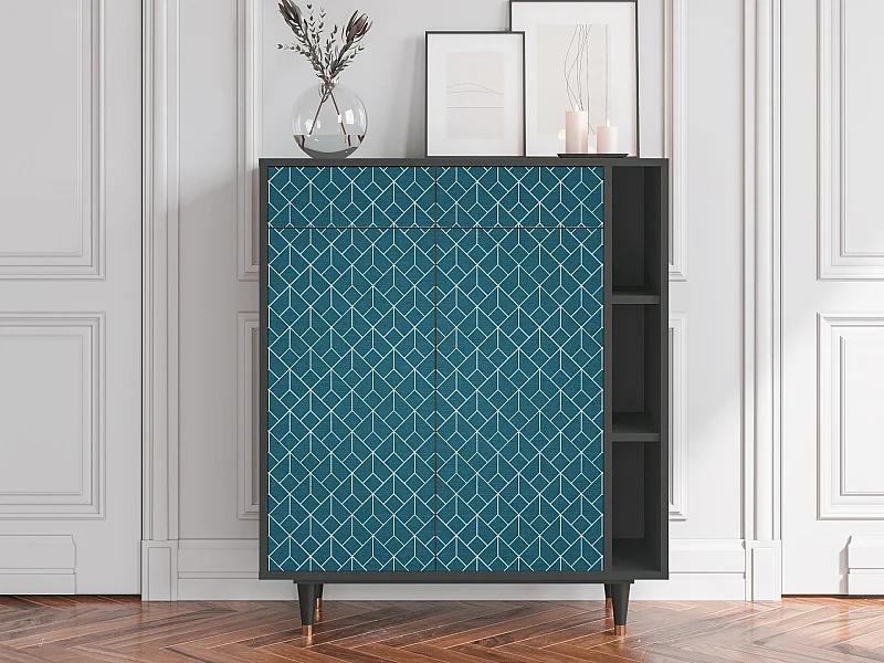 Dressoir - 96х110х41 cm - BS6 - Turquoise Geometry, Antraciet