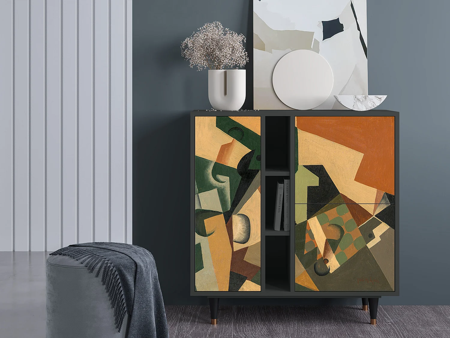 Aparador - 94х96х41 cm - BS5 - Glass and Checkerboard, Antracita