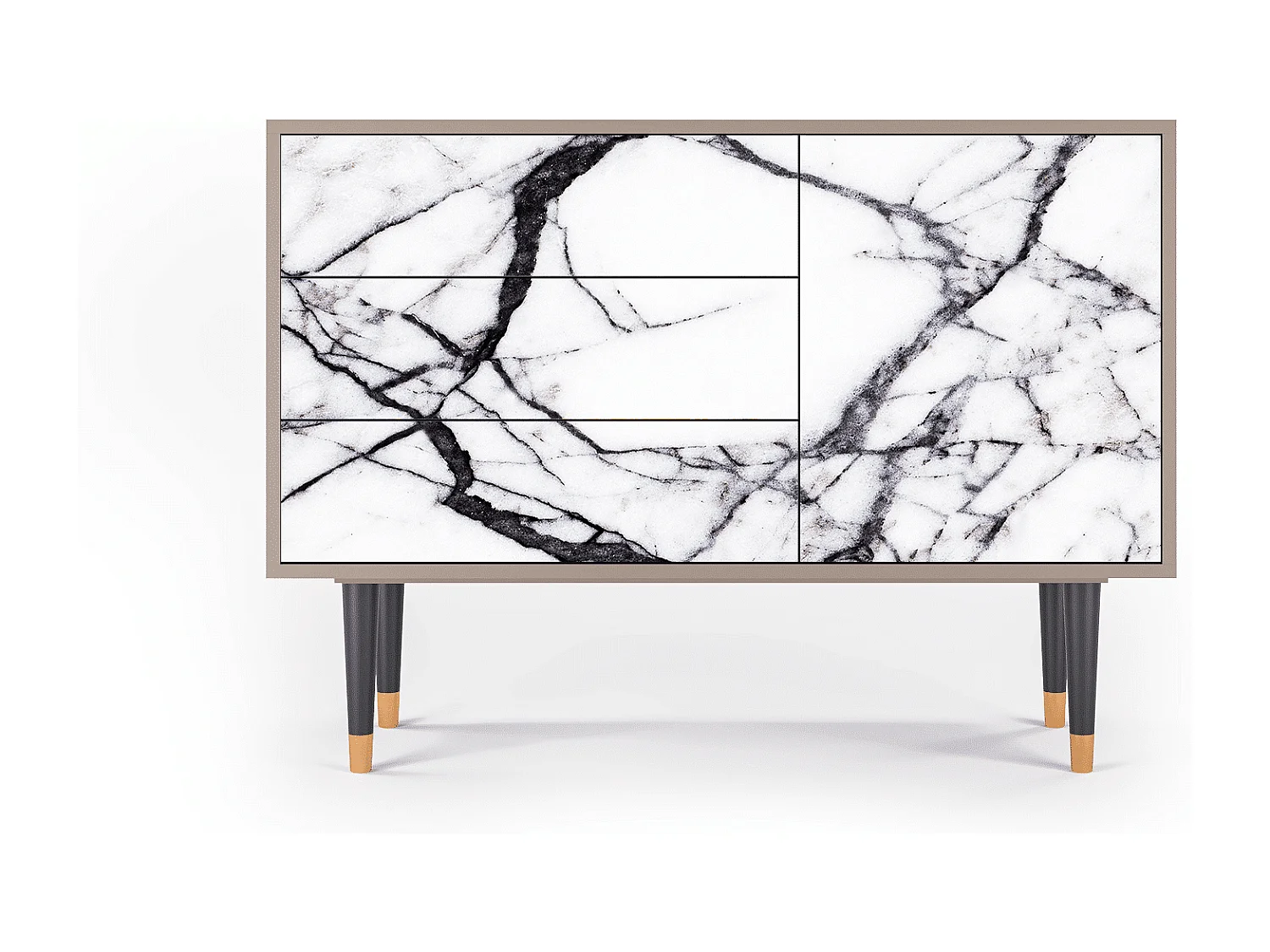 Kredens - 115х84х41 cm - S3 - Raven Marble, Piaskowy