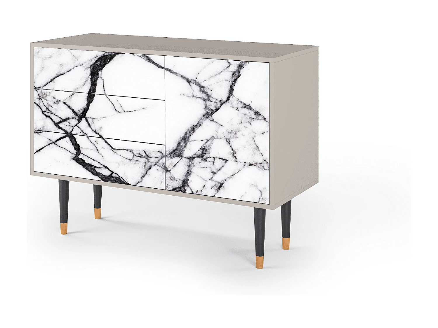 Kredens - 115х84х41 cm - S3 - Raven Marble, Piaskowy