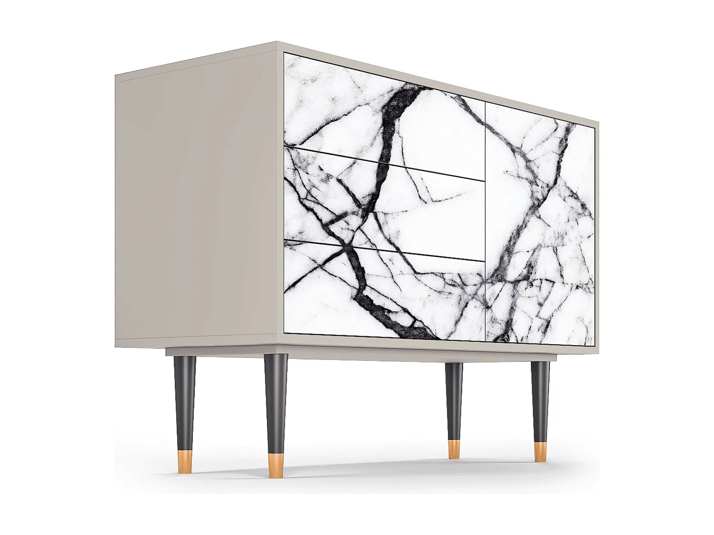 Kredens - 115х84х41 cm - S3 - Raven Marble, Piaskowy