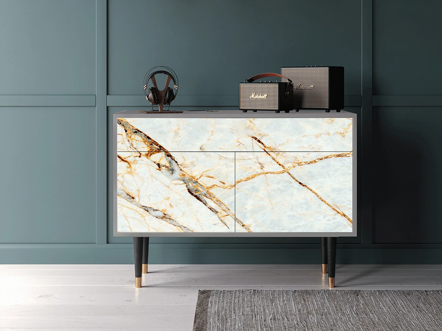Buffet - 115x85x48 cm - BS4 - Sabley Marble, Gris