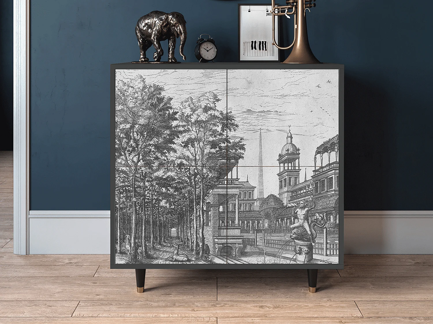 Kredens - 94x96x48 cm - BS3 - View of the Piazza, Antracyt