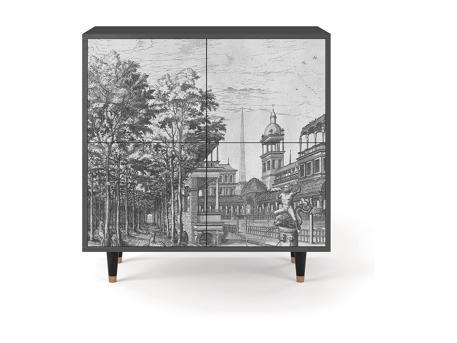 Buffet - 94x96x48 cm - BS3 - View of the Piazza, Anthracite