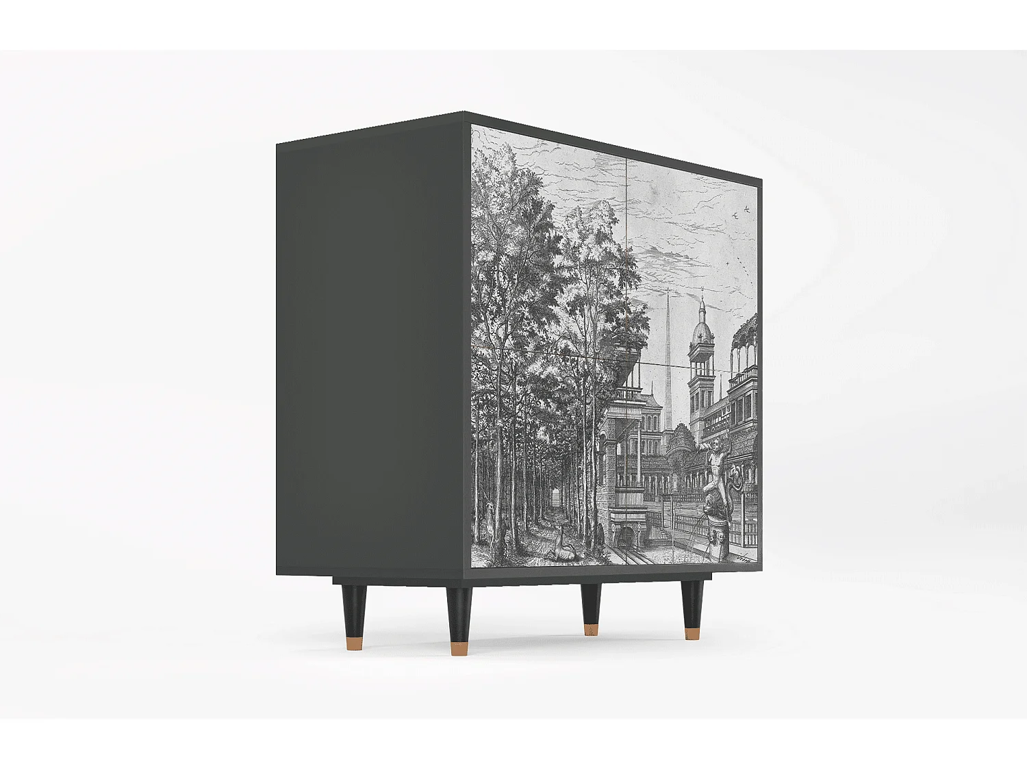 Buffet - 94x96x48 cm - BS3 - View of the Piazza, Anthracite