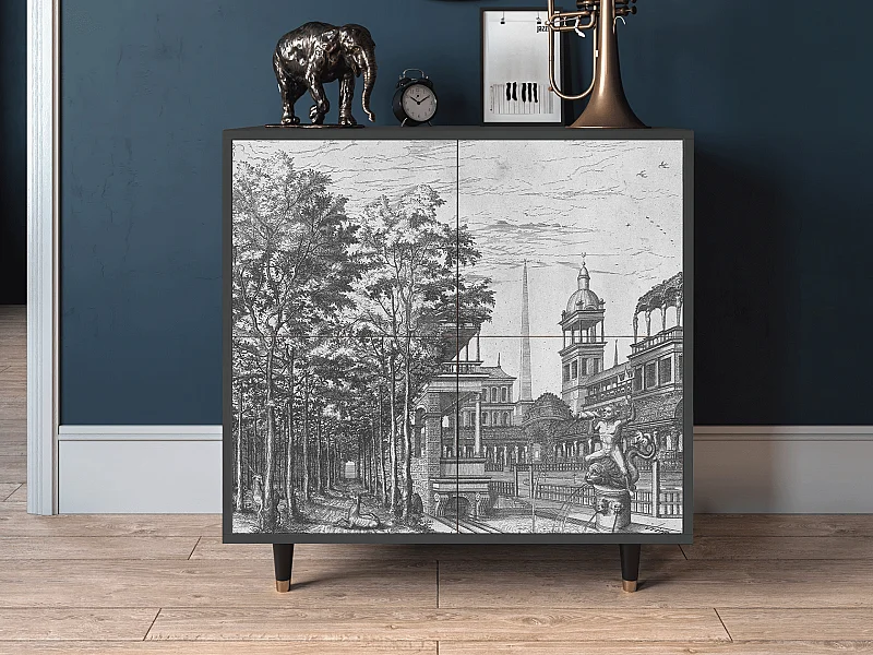 Kredens - 94x96x48 cm - BS3 - View of the Piazza, Antracyt