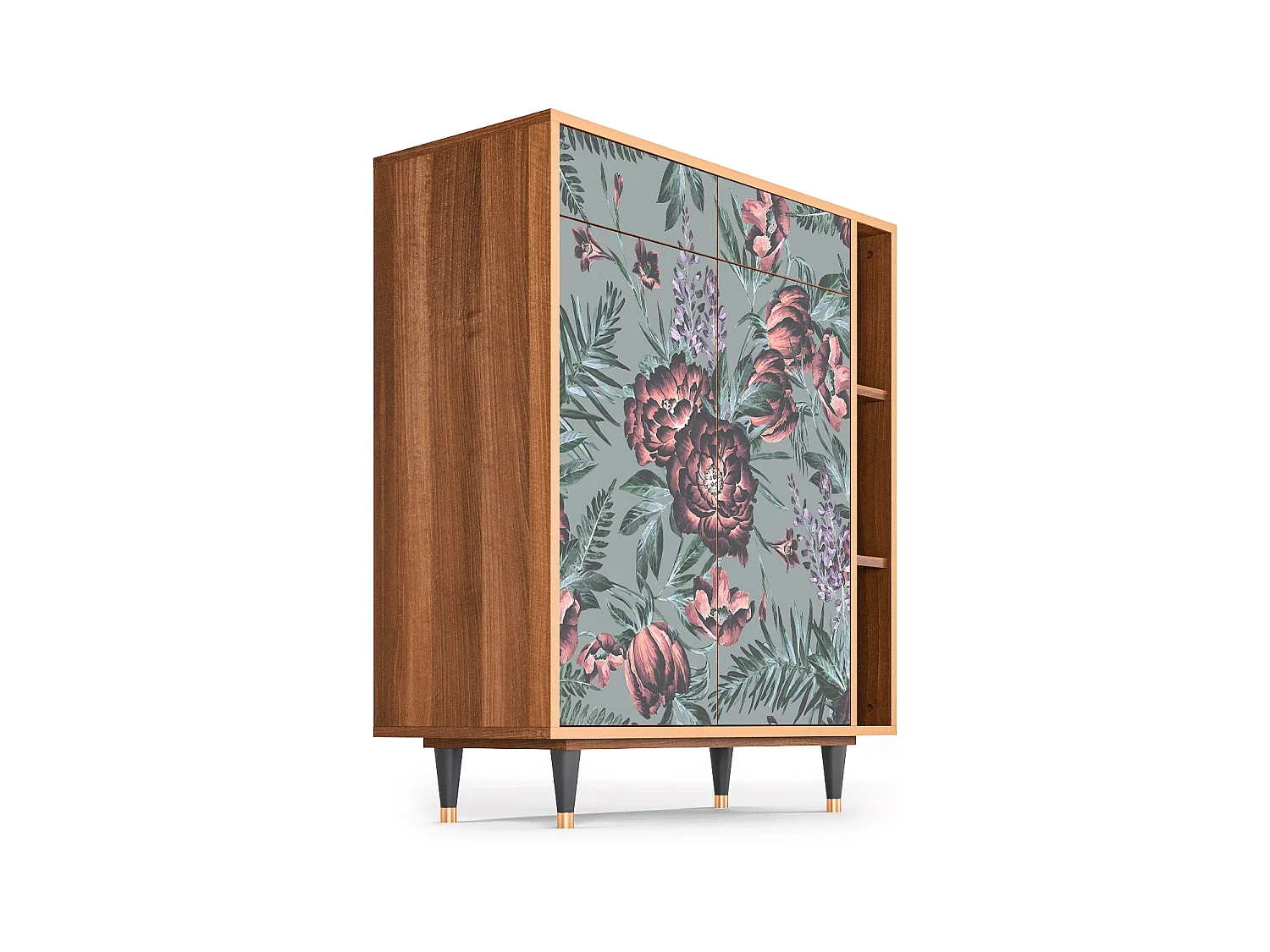 Kredens - 96х110х41 cm - BS6 - Light Peonies, Orzech