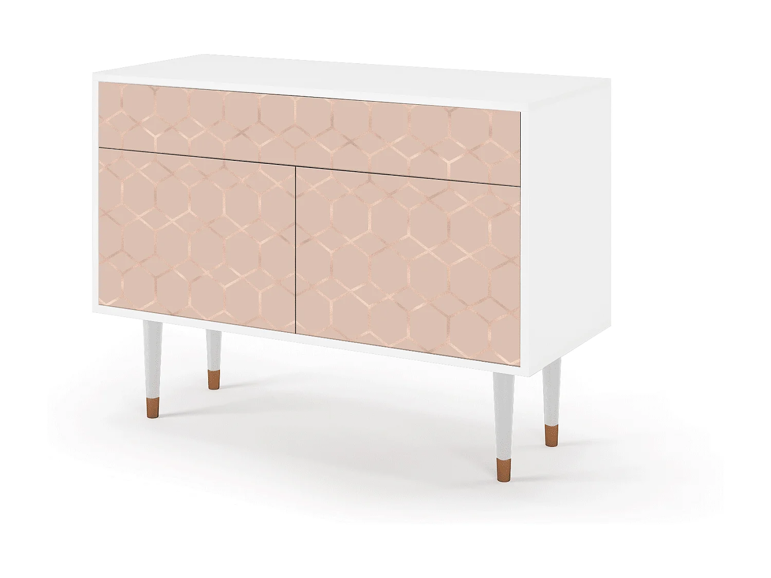 Kredens - 115x85x48 cm - BS4 - Rose Honeycomb, Biały