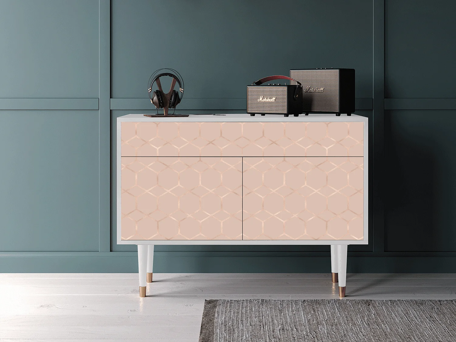 Buffet - 115x85x48 cm - BS4 - Rose Honeycomb, Blanc