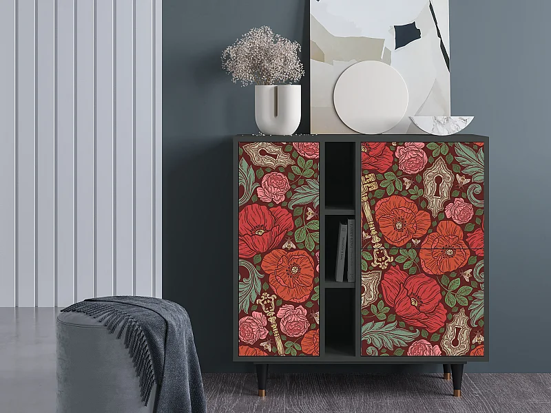 Dressoir - 94х96х41 cm - BS5 - Poppy Garden, Antraciet