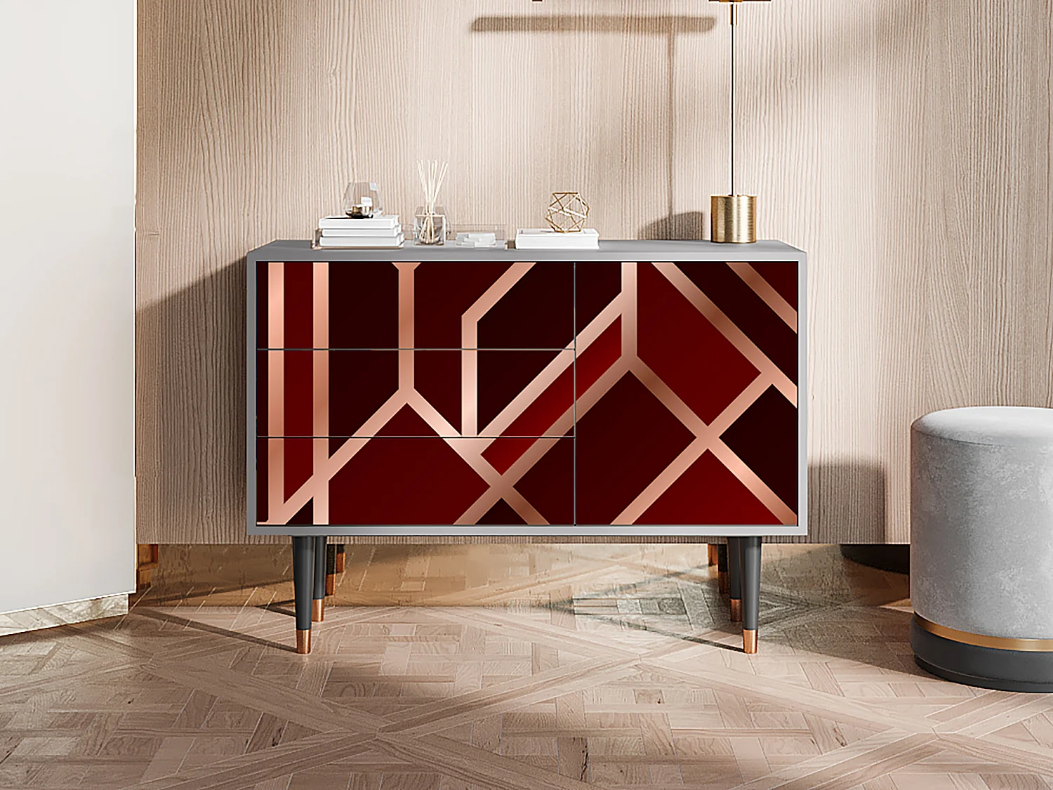 Sideboard - 115х84х41 cm - S3 - Velvet 1920's, Grau