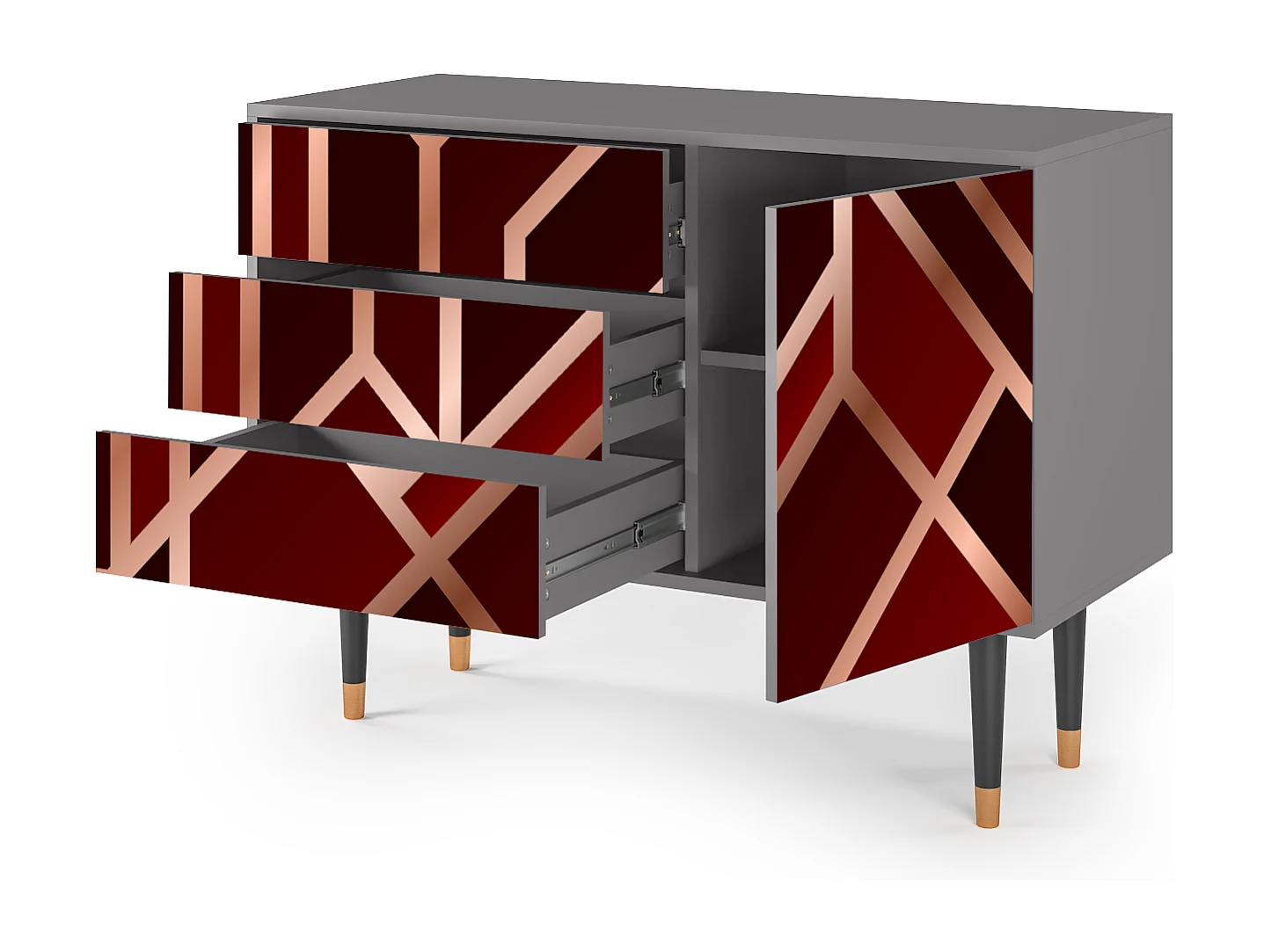 Sideboard - 115х84х41 cm - S3 - Velvet 1920's, Grau