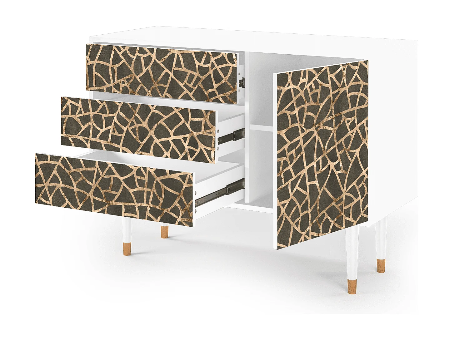 Kredens - 115х84х41 cm - S3 - Enlarged Leaf, Biały