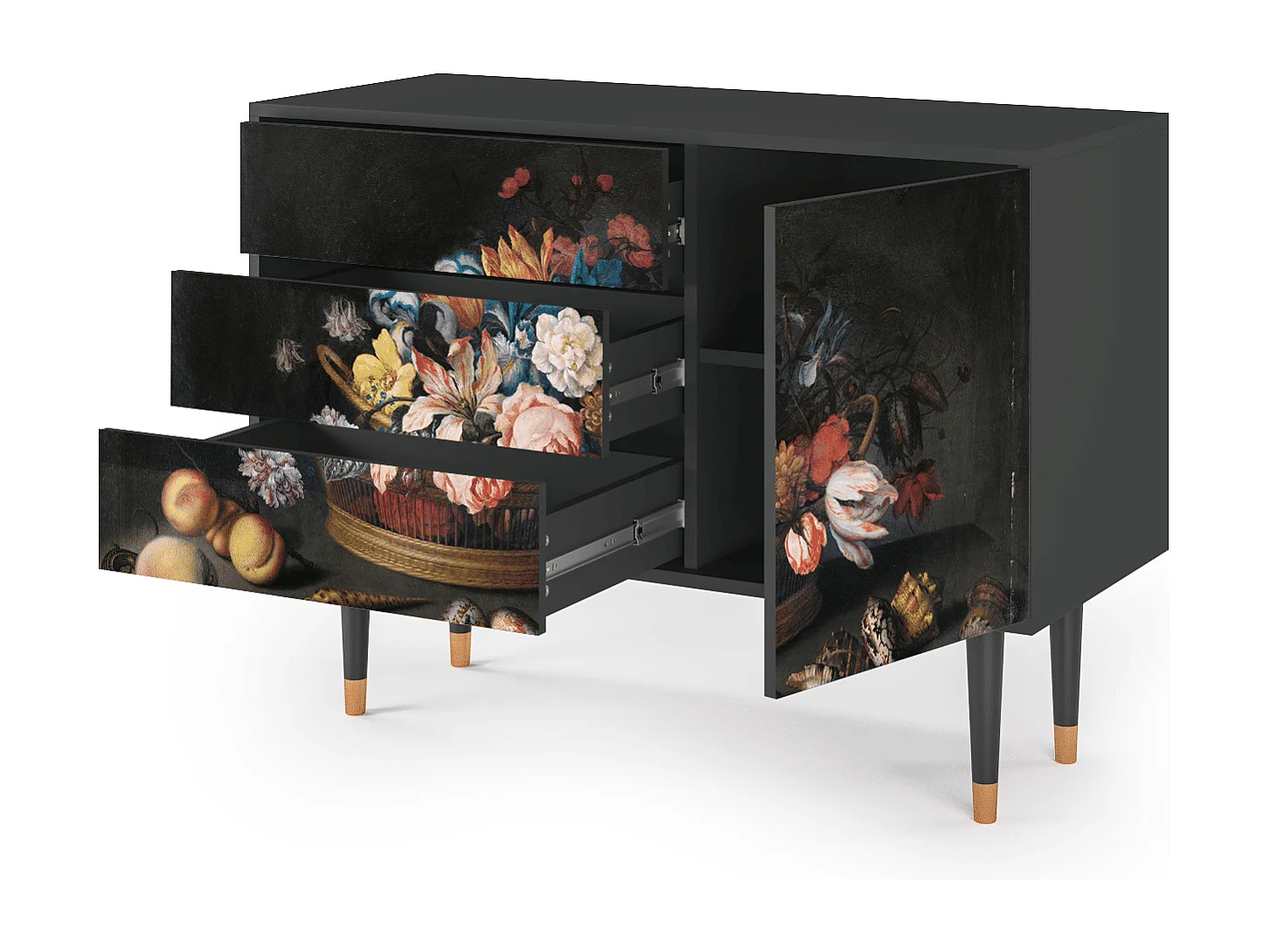 Sideboard - 115х84х41 cm - S3 - Still Life with Flowers, Anthrazit
