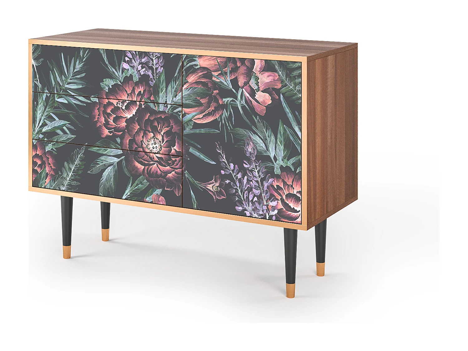 Buffet - 115х84х41 cm - S3 - Dark Peonies, Noyer
