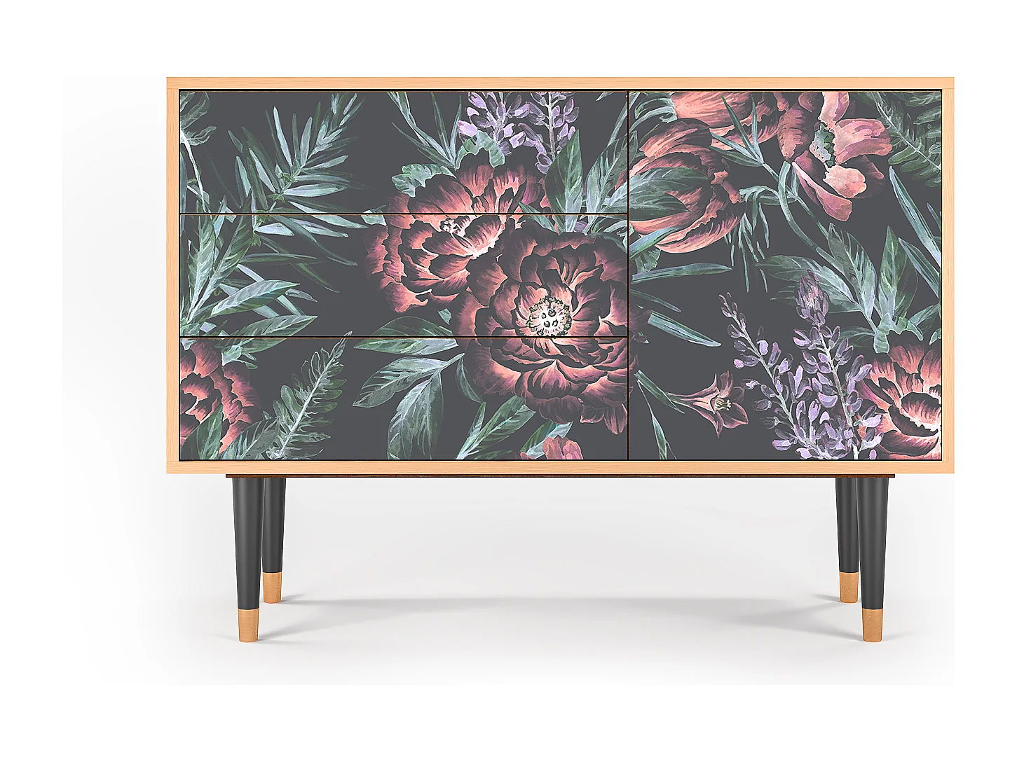 Kredens - 115х84х41 cm - S3 - Dark Peonies, Orzech