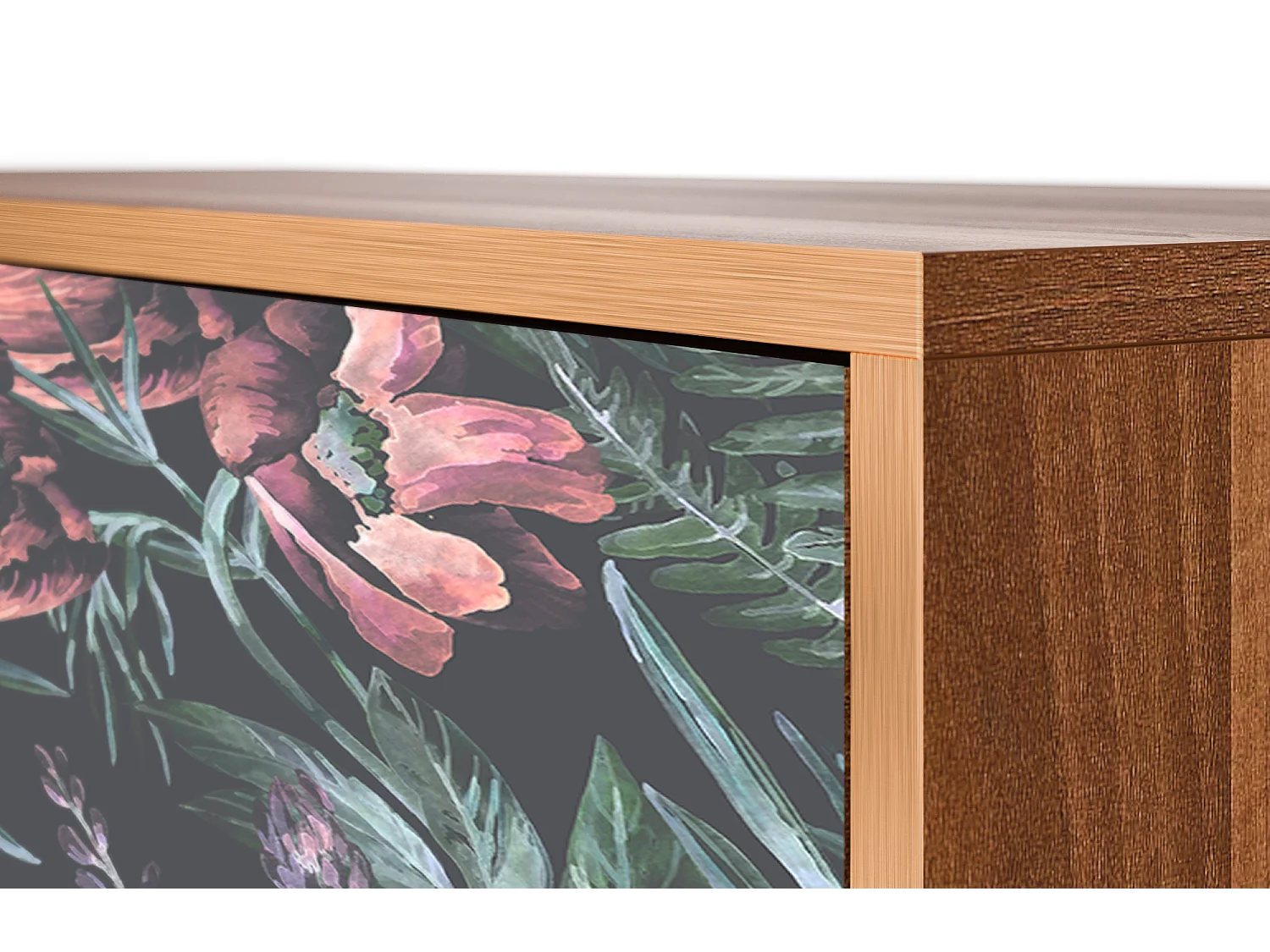 Kredens - 115х84х41 cm - S3 - Dark Peonies, Orzech