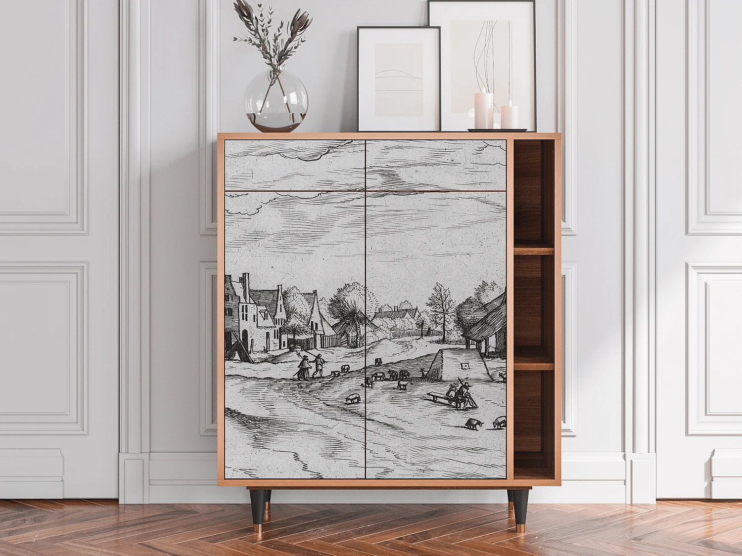 Sideboard - 96х110х41 cm - BS6 - Country Village, Walnuss