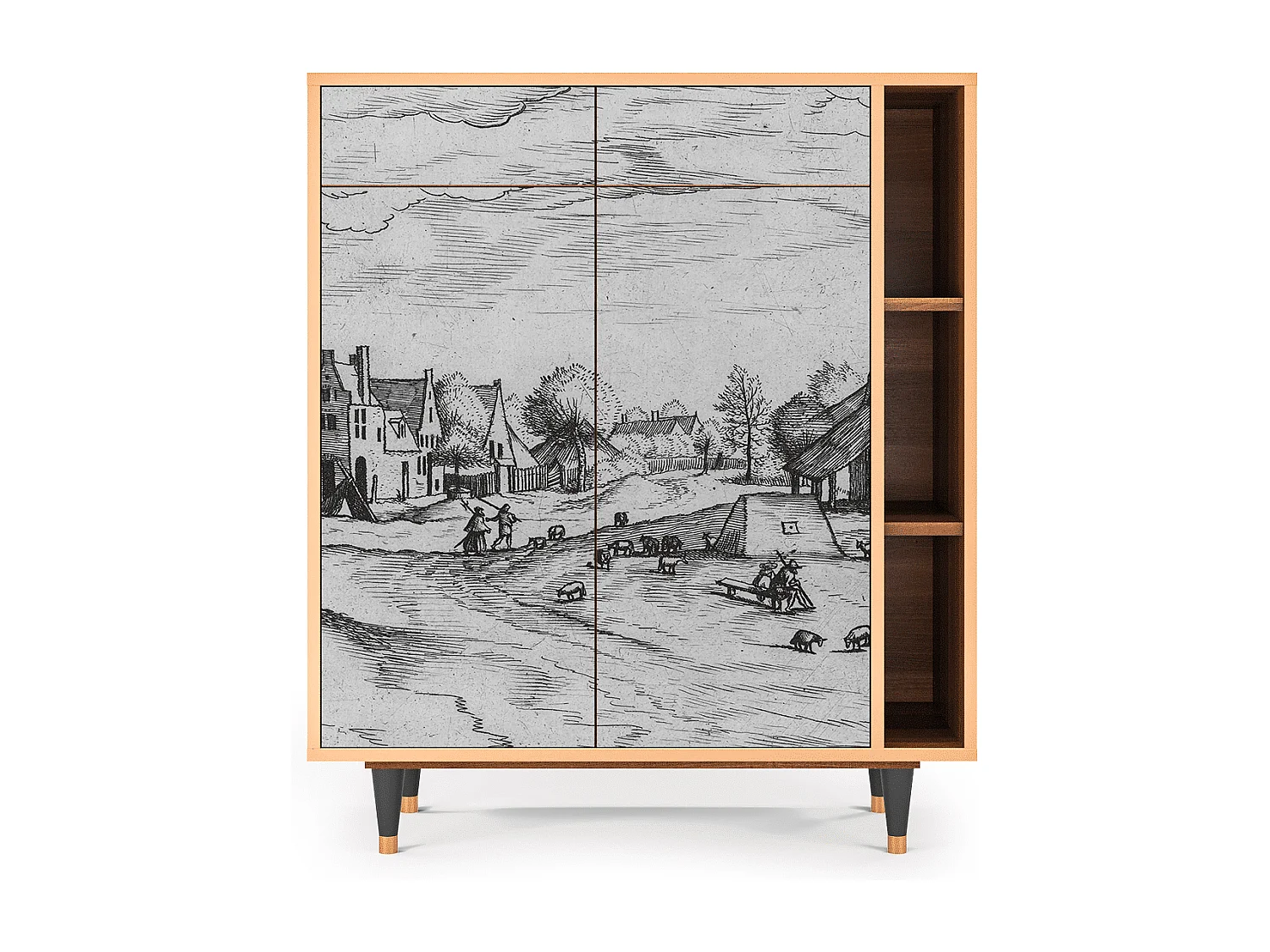 Sideboard - 96х110х41 cm - BS6 - Country Village, Walnuss