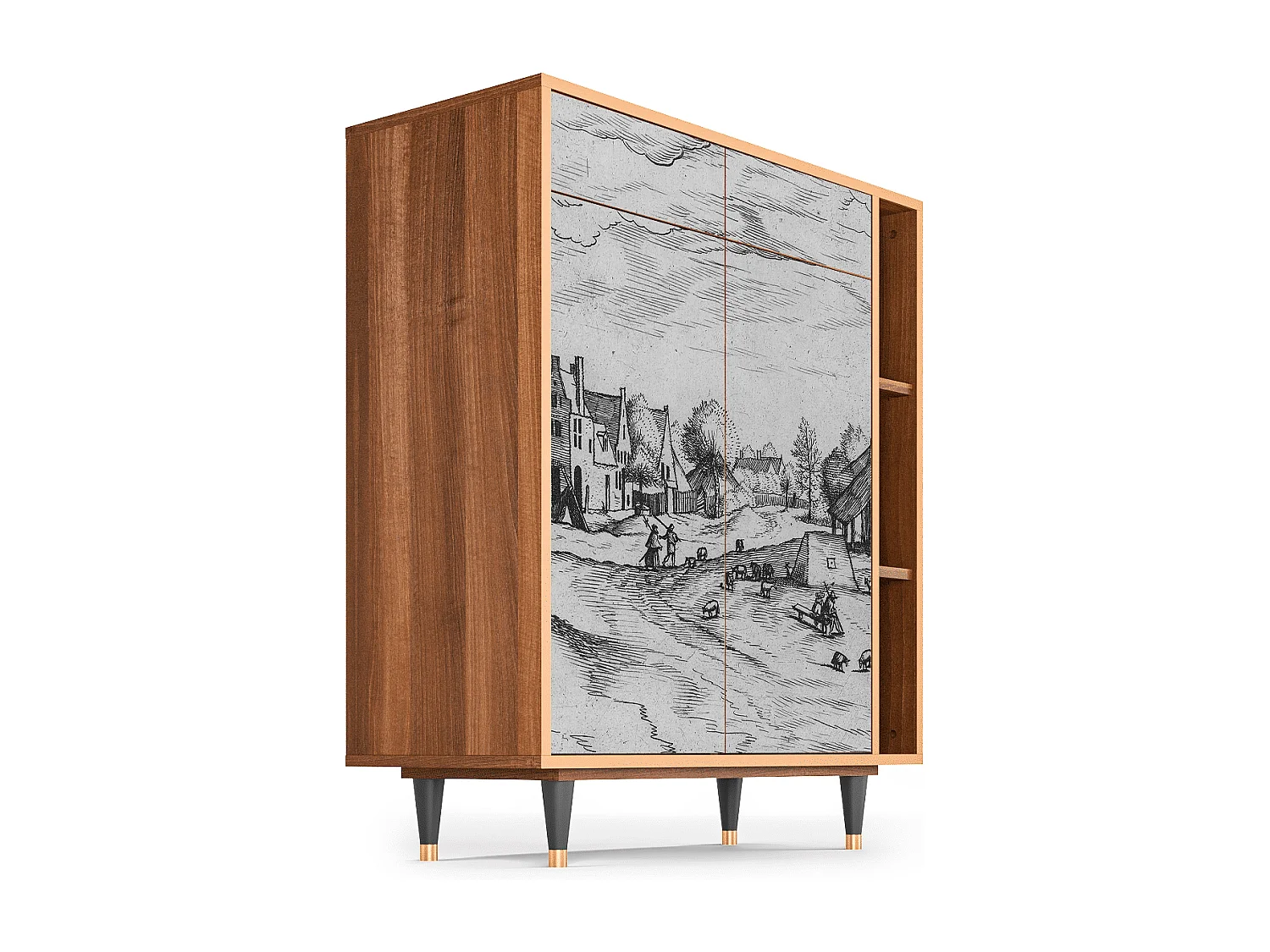 Kredens - 96х110х41 cm - BS6 - Country Village, Orzech