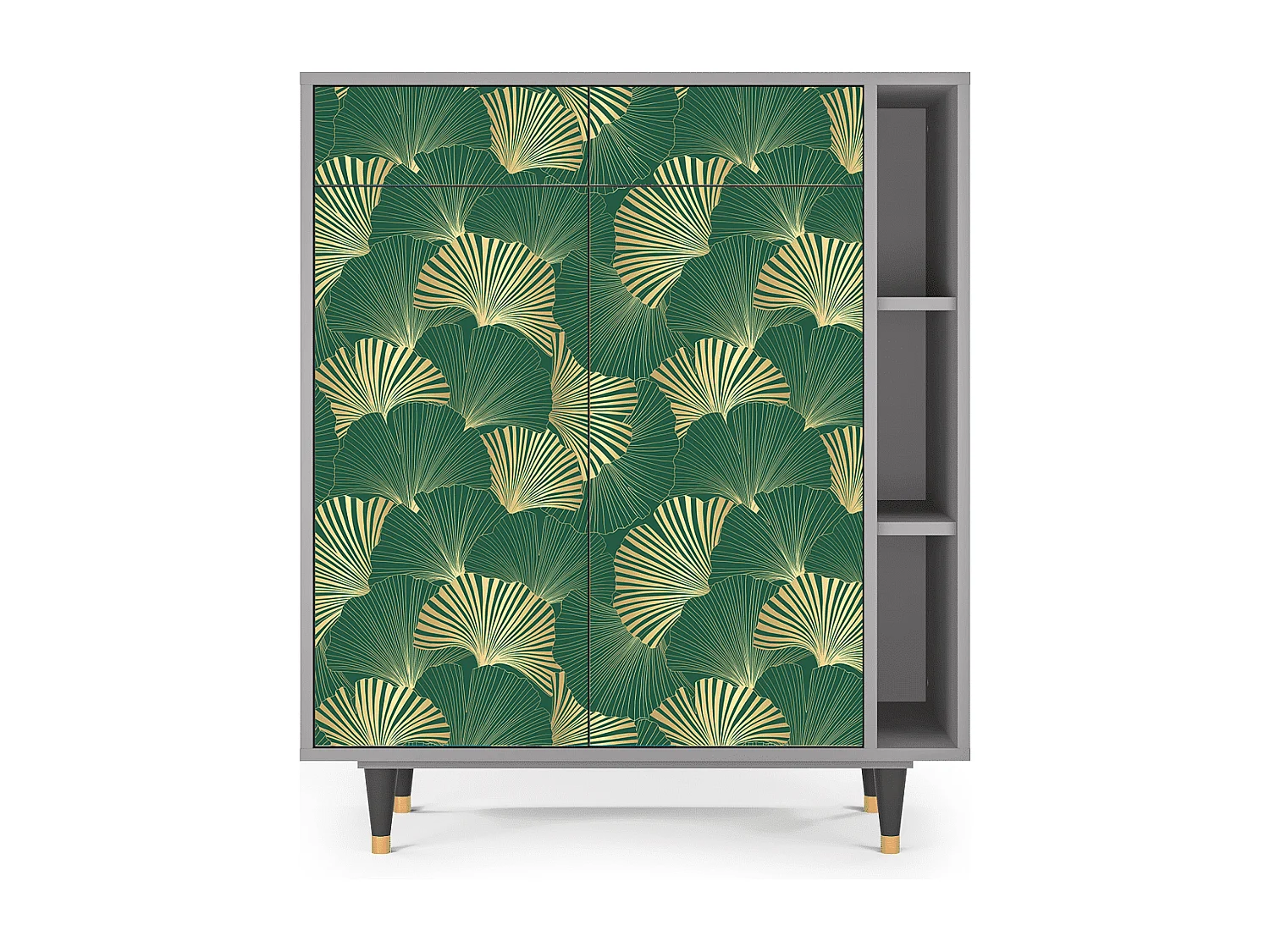 Kredens - 96х110х41 cm - BS6 - Gold Ginkgo, Szary