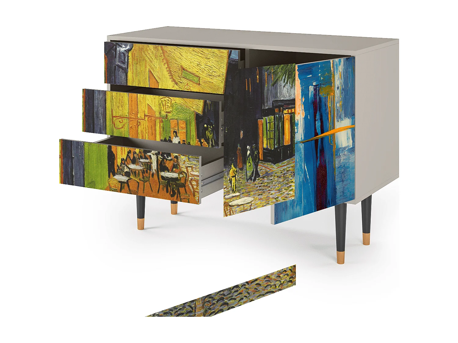 Kredens - 115х84х41 cm - S3 - Café Terrace at Night, Piaskowy