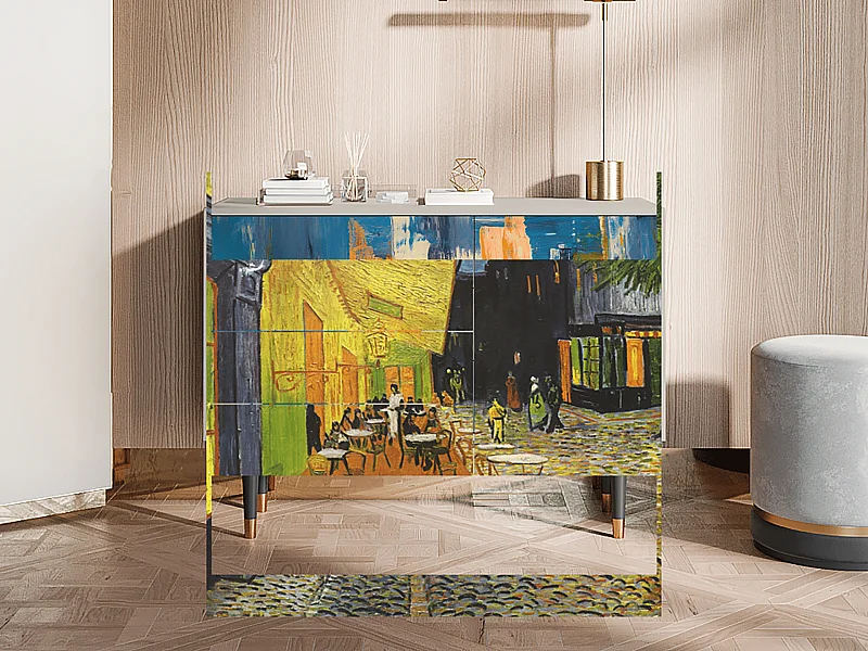 Kredens - 115х84х41 cm - S3 - Café Terrace at Night, Piaskowy