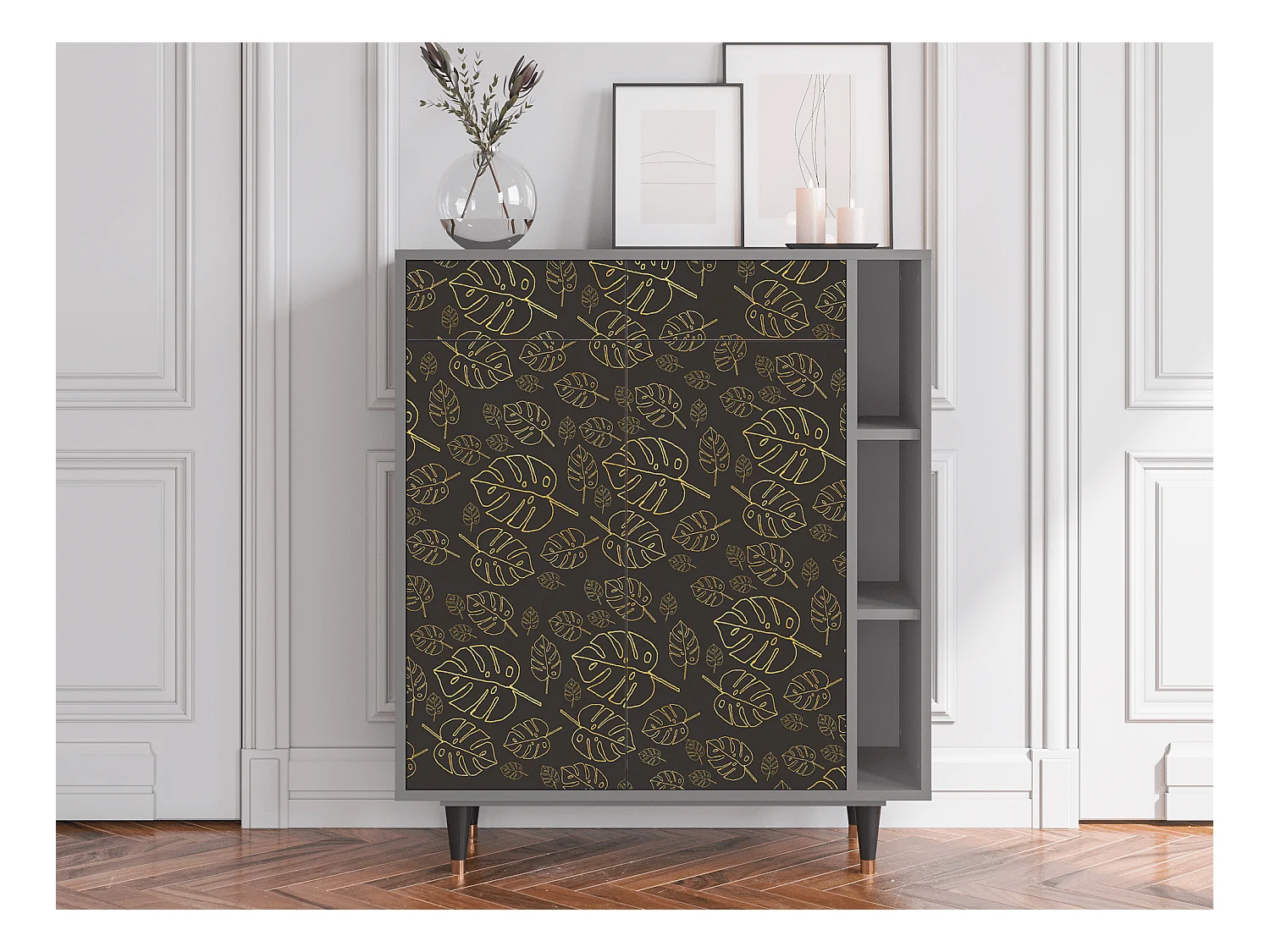 Kredens - 96х110х41 cm - BS6 - Fall Of The Leaves, Szary