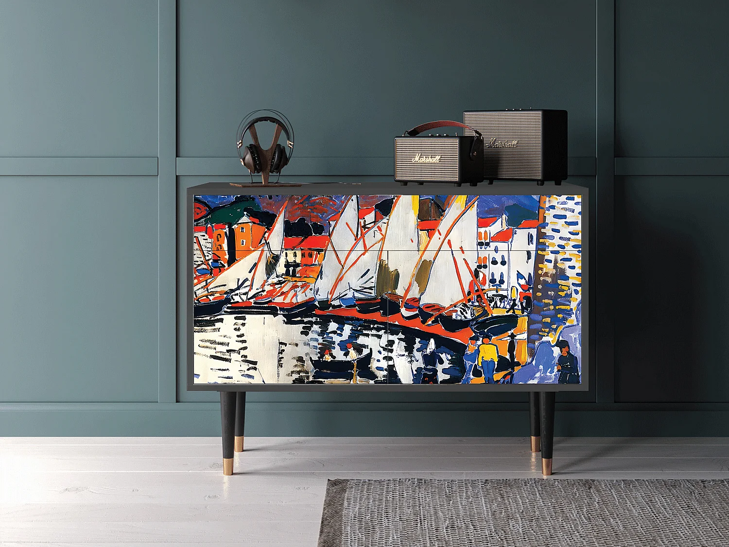 Buffet - 115x85x48 cm - BS4 - Le Séchage des voiles , Anthracite