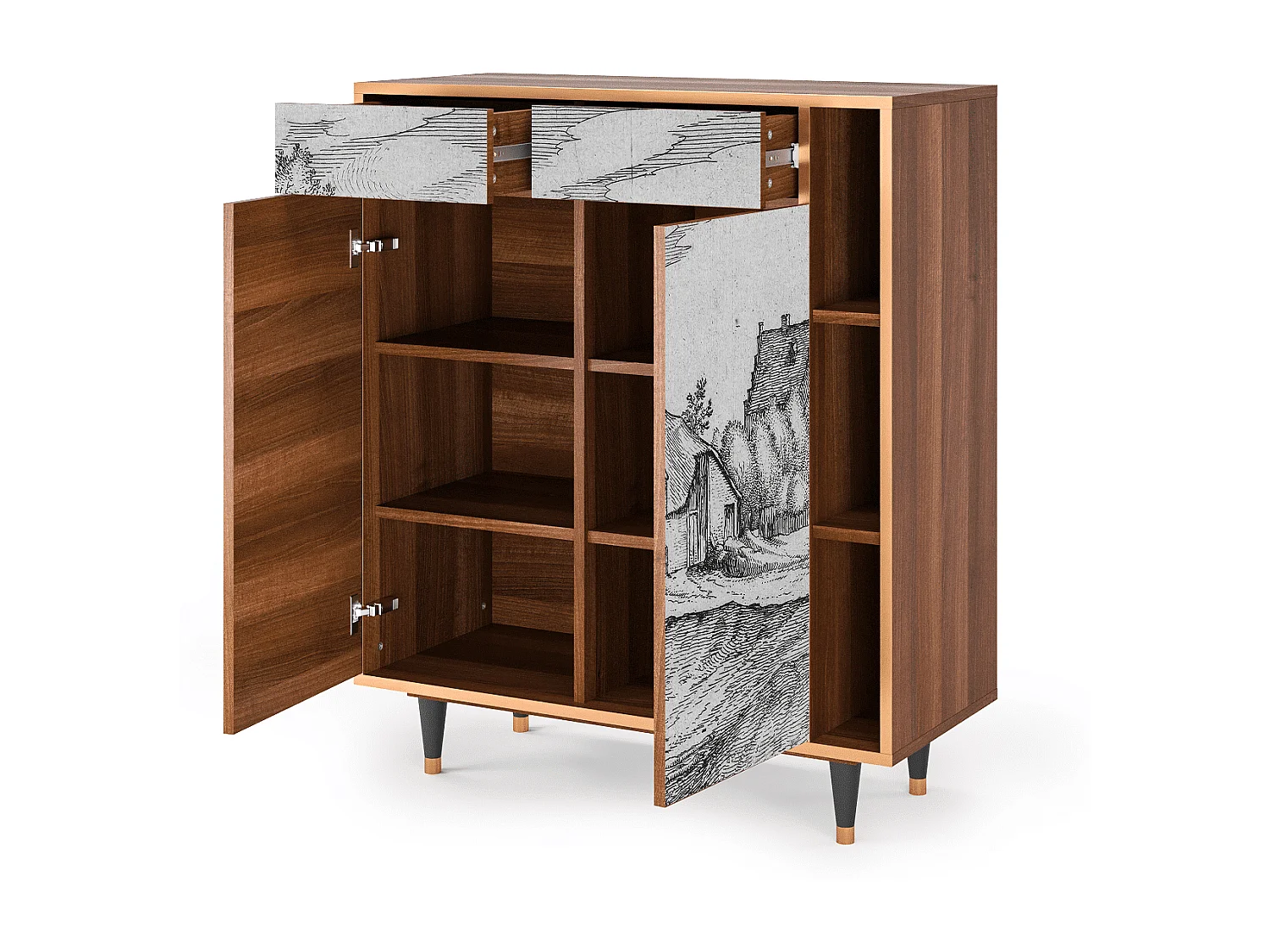 Buffet - 96х110х41 cm - BS6 - Farms in a Village, Noyer