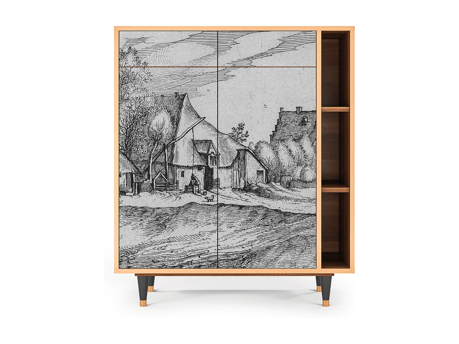 Buffet - 96х110х41 cm - BS6 - Farms in a Village, Noyer