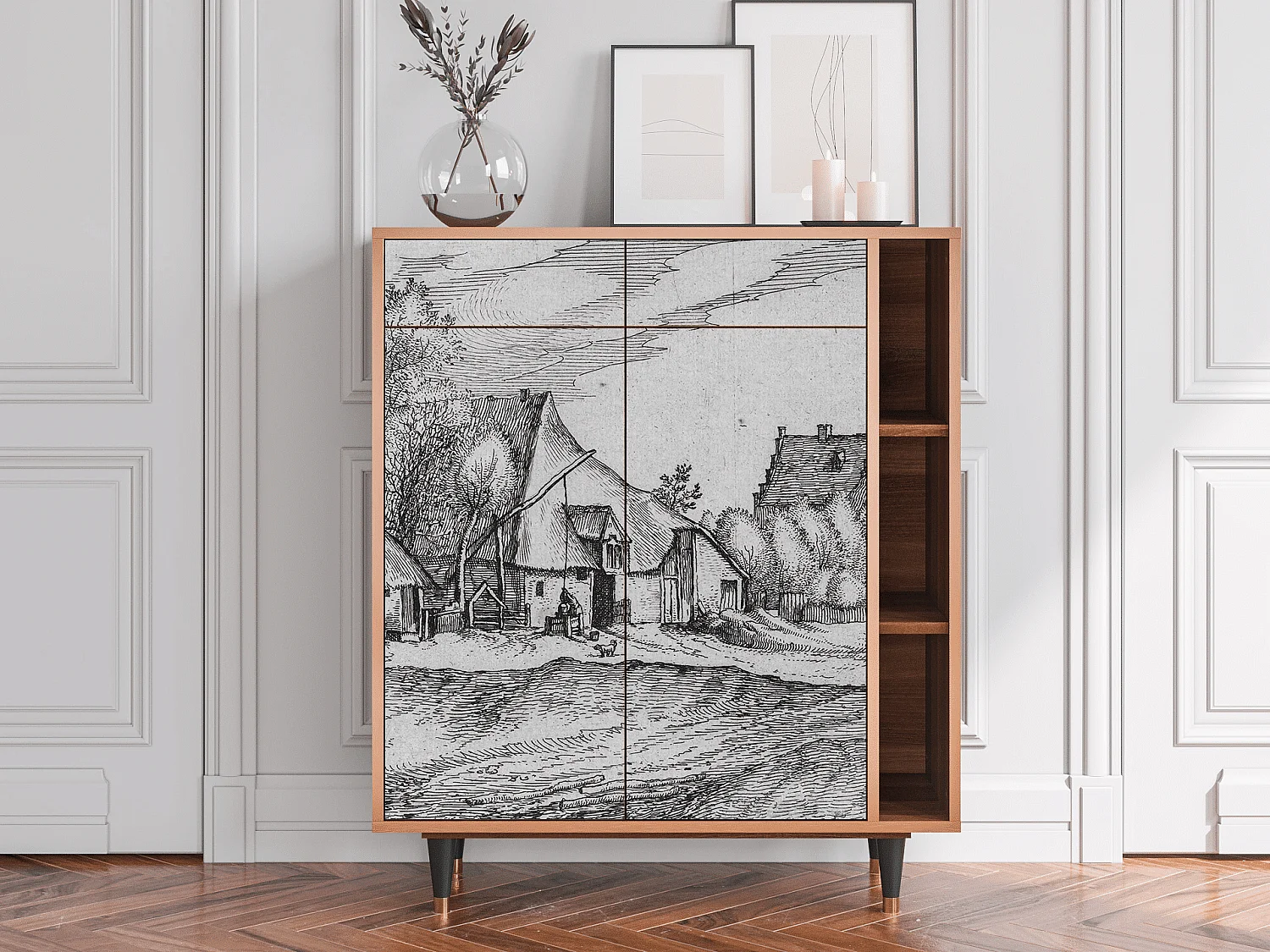 Credenza - 96х110х41 cm - BS6 - Farms in a Village, Noce